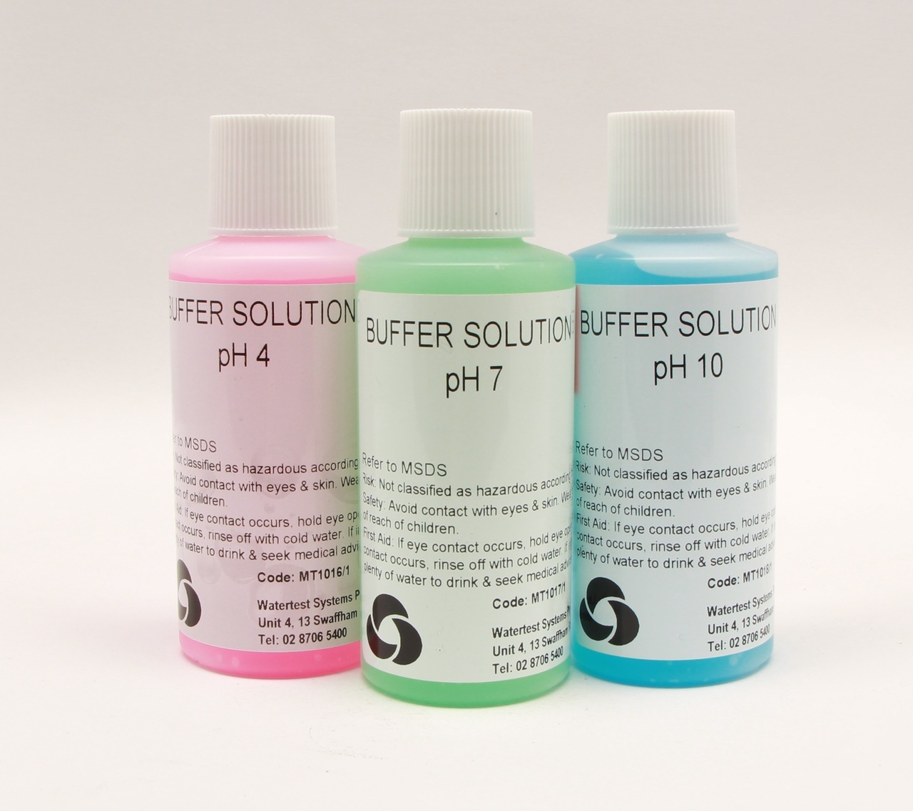 Buffer solution bottles